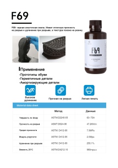 Фотополимерная смола Resione F69 Flex гибкая, черная (1 кг)